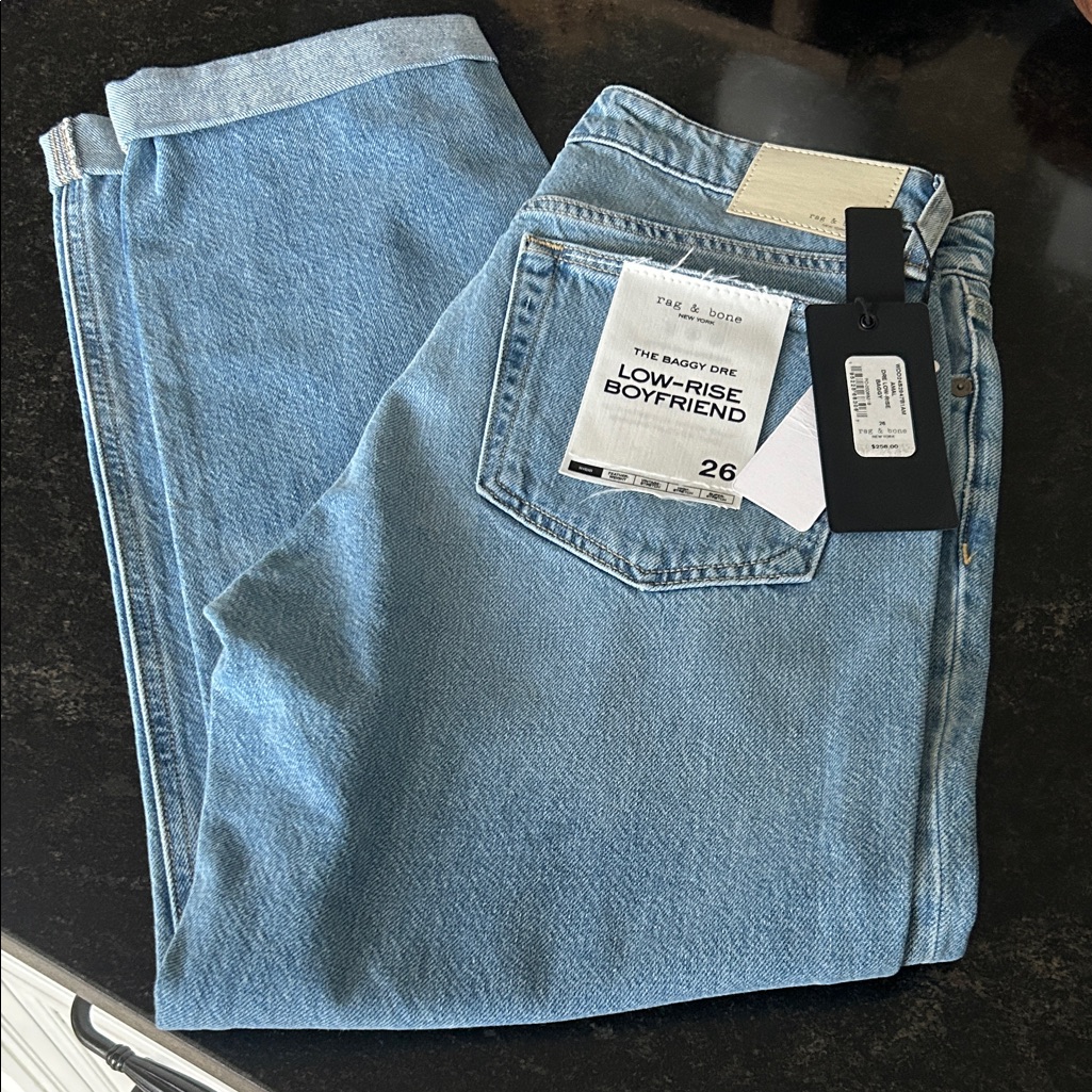 Rag & Bone Light Blue Low-Rise Boyfriend Jeans With Tags